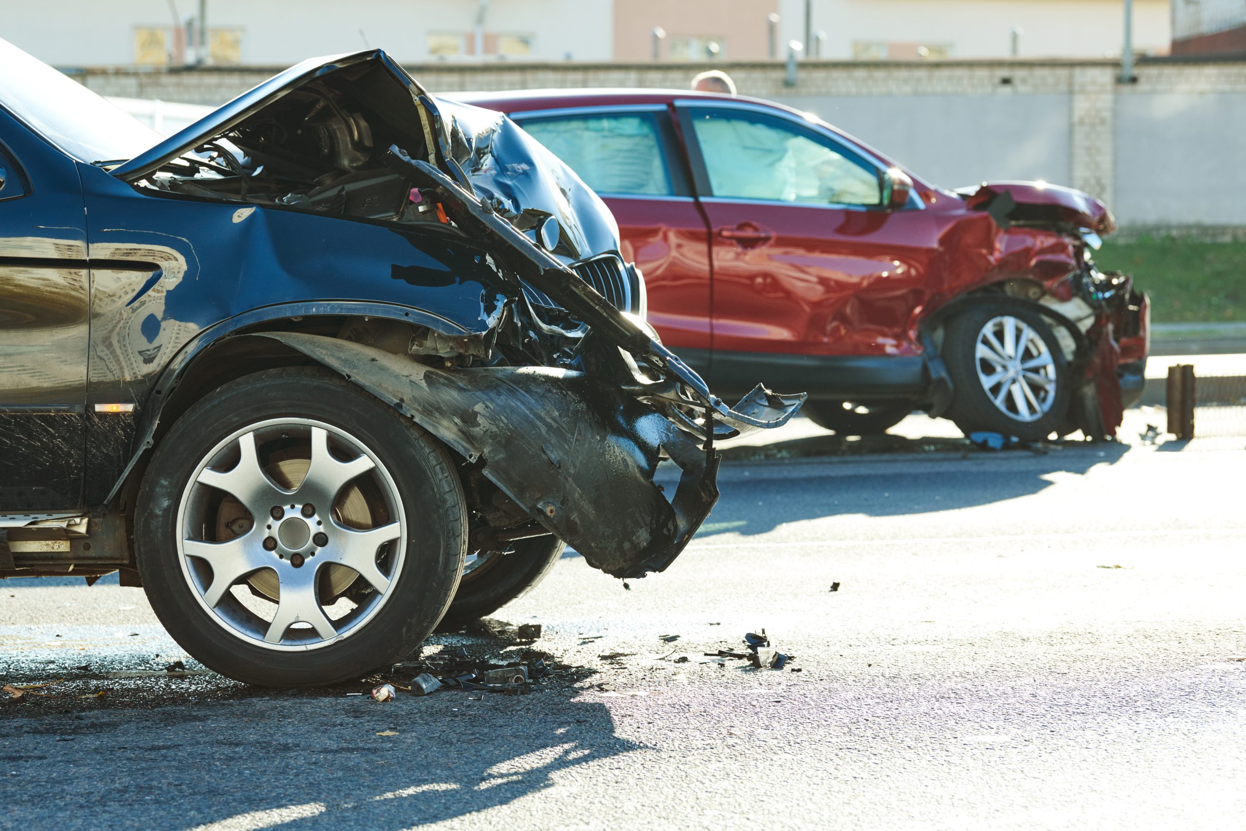 Crashed car before after